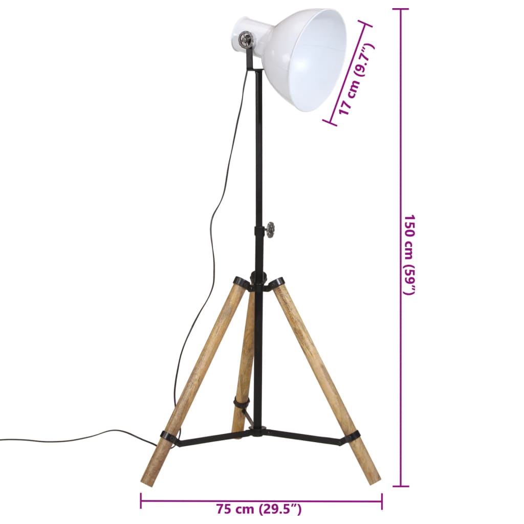 vidaXL Lampa stojąca, 25 W, biała, 75x75x90-150 cm, E27