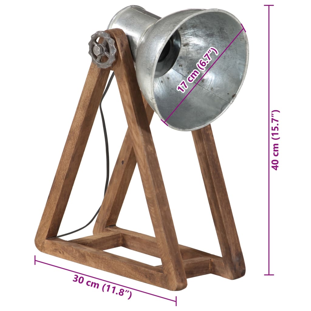 vidaXL Lampa stołowa, 25 W, srebrny vintage, 30x17x40 cm, E27