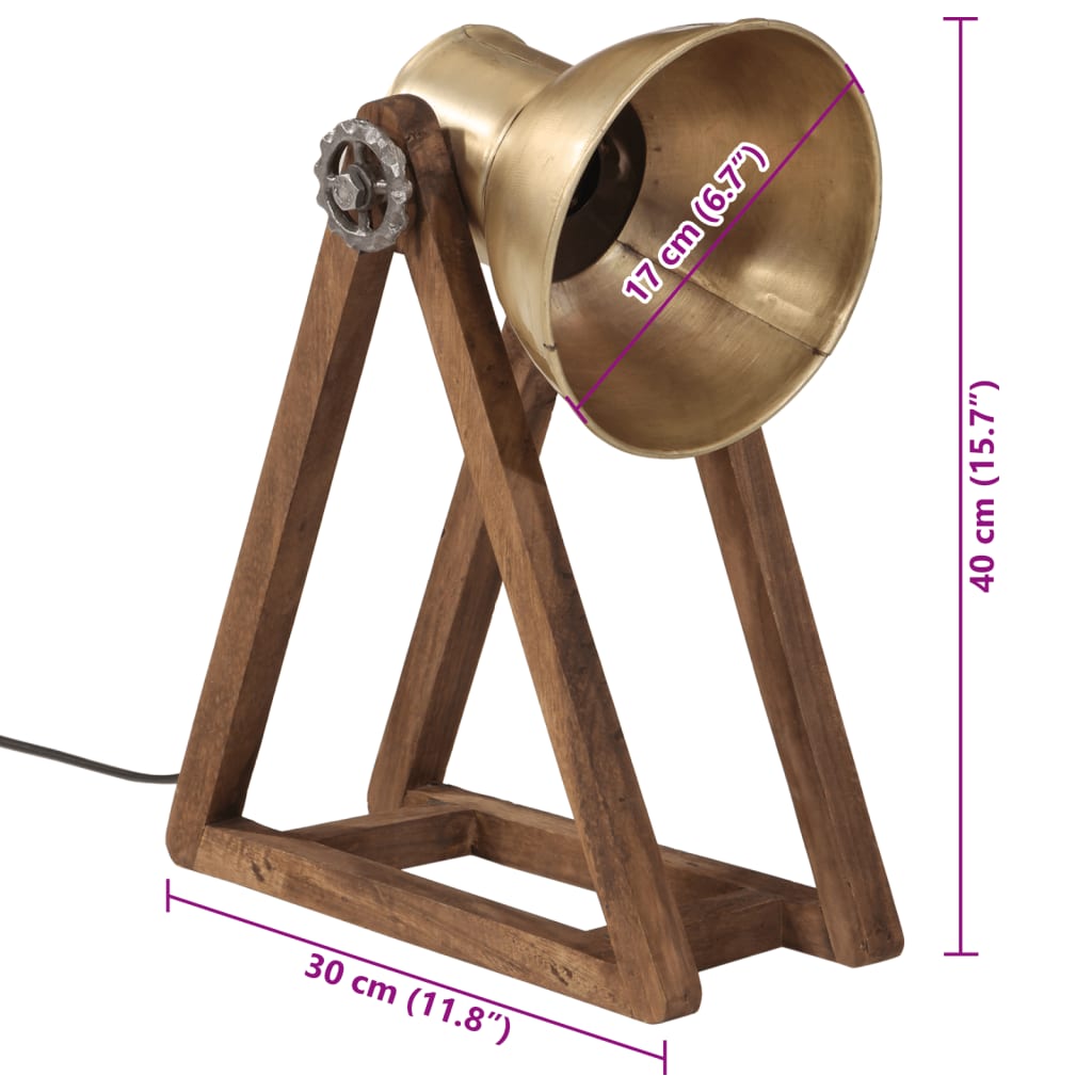 vidaXL Lampa stołowa, 25 W, antyczny mosiądz, 30x17x40 cm, E27
