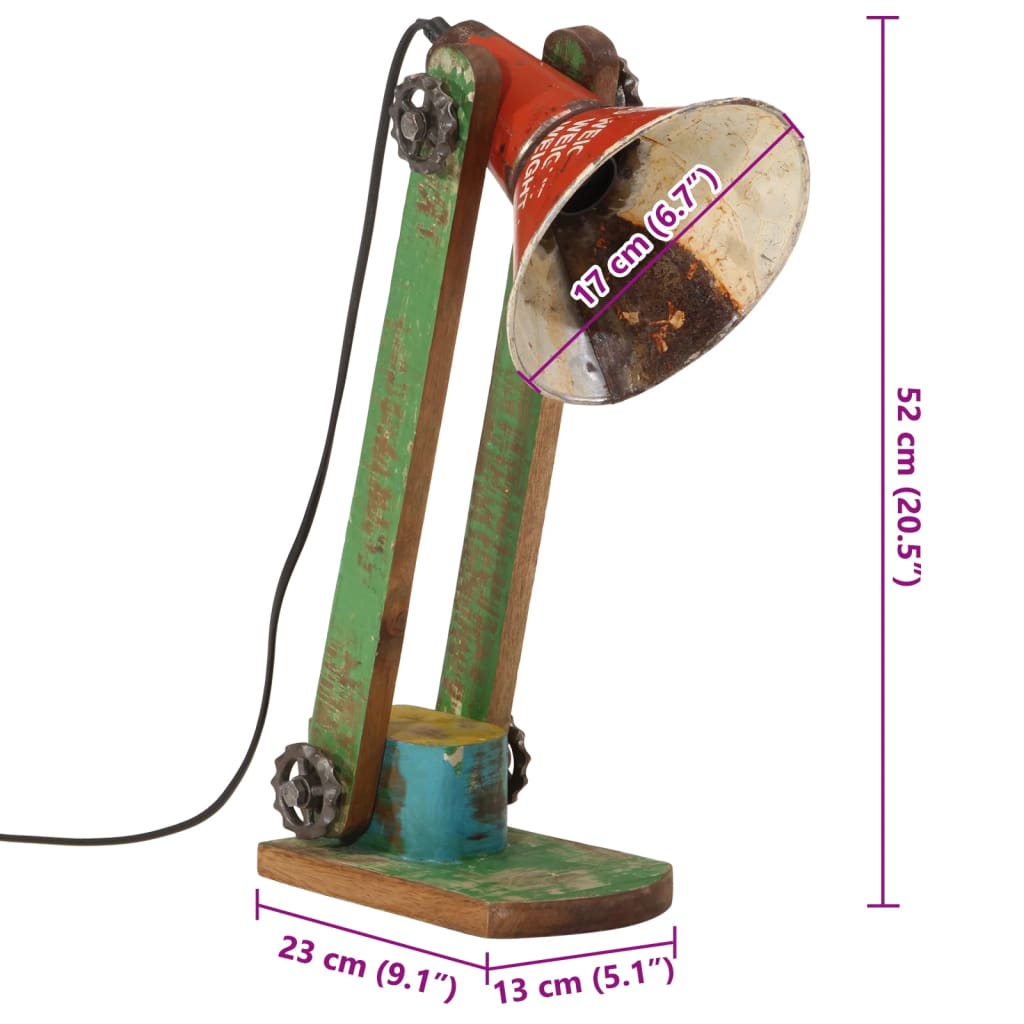 vidaXL Lampa stołowa, 25 W, wielokolorowa, 23x13x52 cm, E27