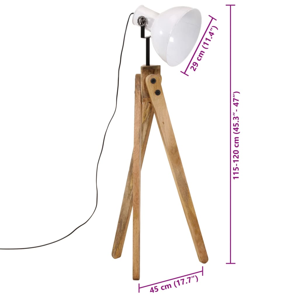 vidaXL Lampa stojąca, 25 W, biała, 45x45x120 cm, E27