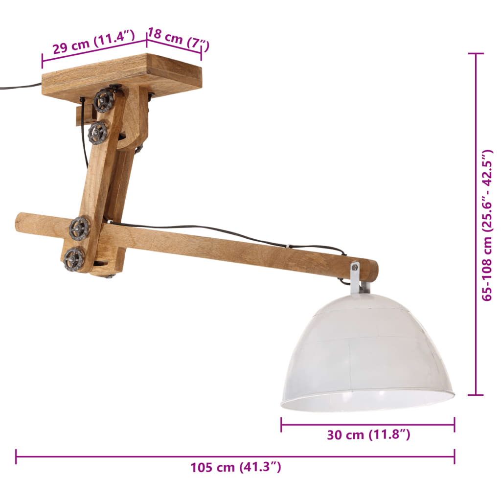 vidaXL Lampa sufitowa 25 W, biała, 105x30x65-108 cm, E27