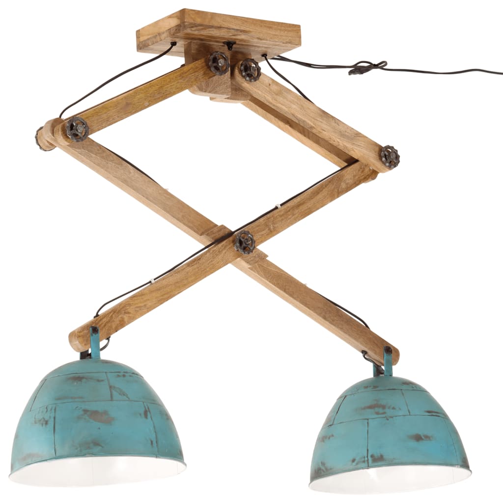 vidaXL Lampa sufitowa, 25 W, postarzany niebieski, 29x18x85 cm, E27