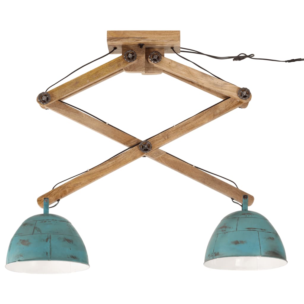 vidaXL Lampa sufitowa, 25 W, postarzany niebieski, 29x18x85 cm, E27