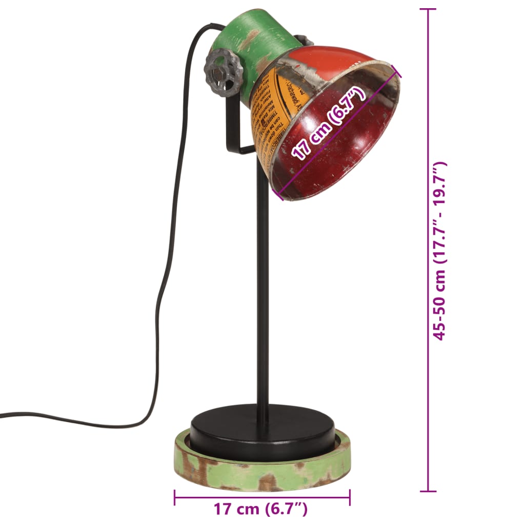 vidaXL Lampa stołowa, 25 W, wielokolorowa, 17x17x50 cm, E27