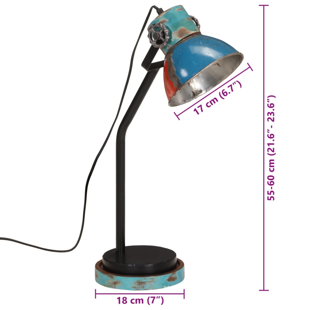 vidaXL Lampa stołowa, 25 W, wielokolorowa, 18x18x60 cm, E27