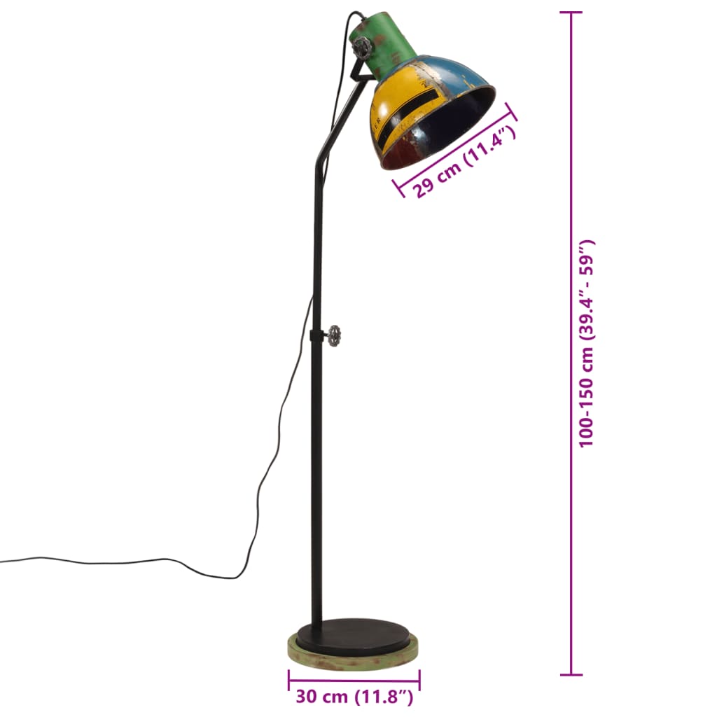 vidaXL Lampa stojąca, 25 W, wielokolorowa, 30x30x100-150 cm, E27