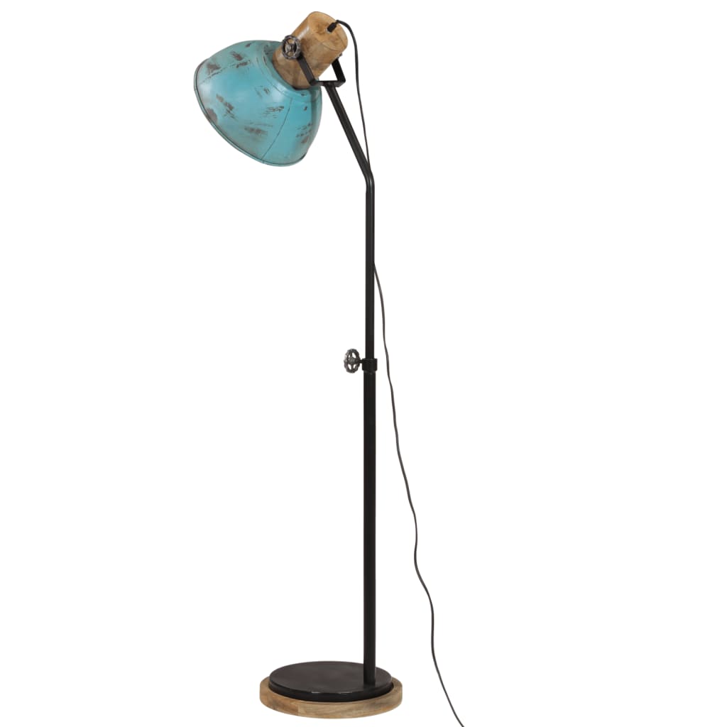 vidaXL Lampa stojąca, 25 W, postarzany niebieski, 30x30x100-150cm, E27