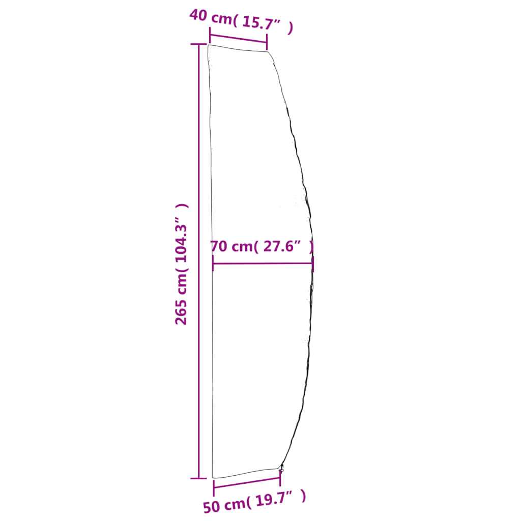vidaXL Pokrowiec na parasol ogrodowy, czarny, 265x50/70/40 cm, 420D