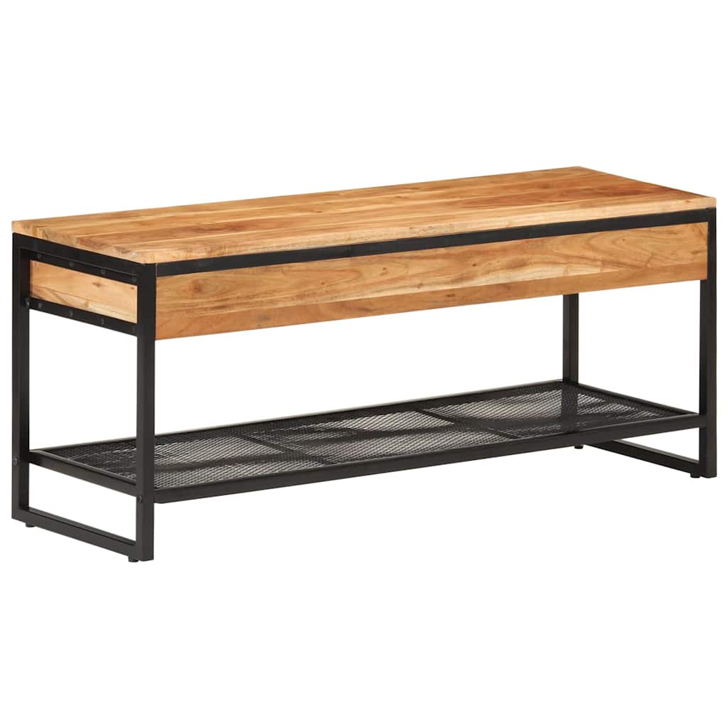 vidaXL Ławka na buty, 110x35x45 cm, lite drewno akacjowe i żelazo