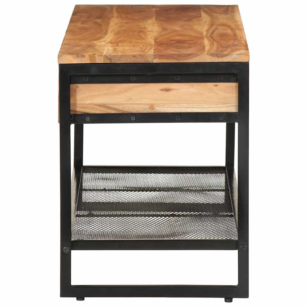 vidaXL Ławka na buty, 110x35x45 cm, lite drewno akacjowe i żelazo