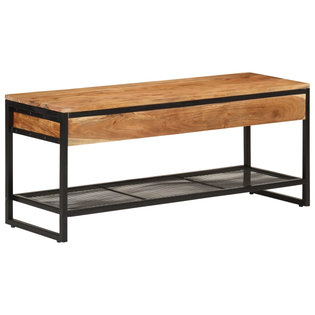 vidaXL Ławka na buty, 110x35x45 cm, lite drewno akacjowe i żelazo