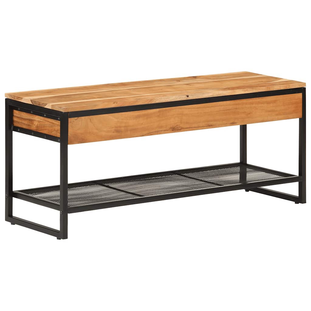 vidaXL Ławka na buty, 110x35x45 cm, lite drewno akacjowe i żelazo