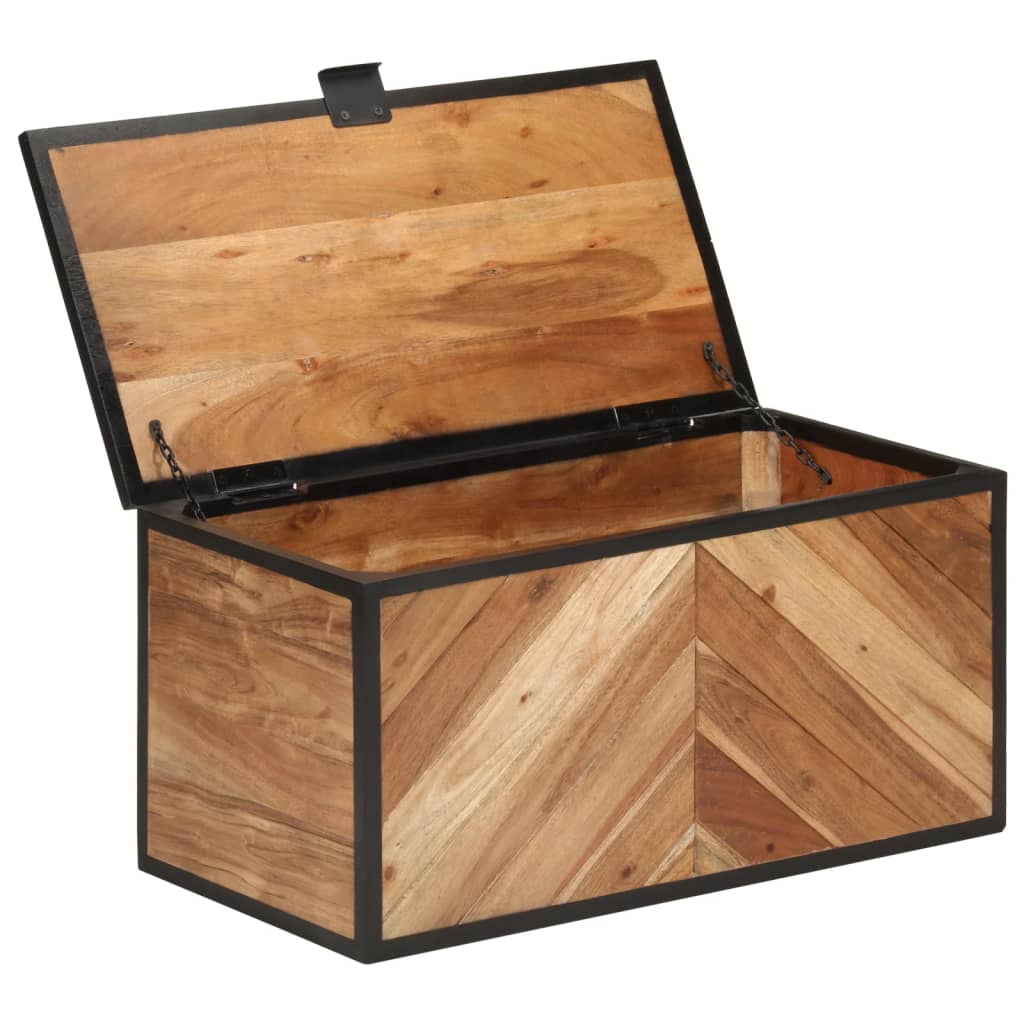 vidaXL Skrzynia, 60x30x30 cm, lite drewno akacjowe i żelazo