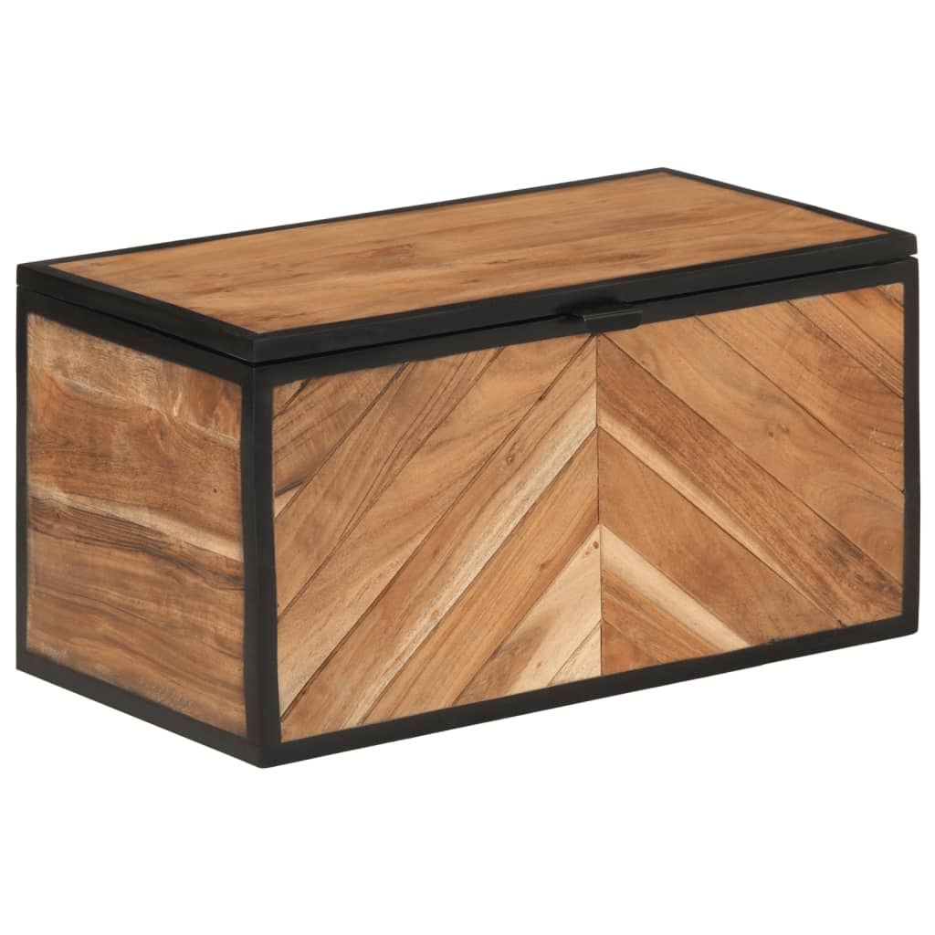 vidaXL Skrzynia, 60x30x30 cm, lite drewno akacjowe i żelazo