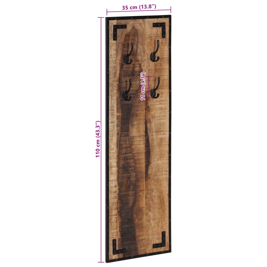 vidaXL Wieszak na ubrania, 35x8x110 cm, surowe drewno mango