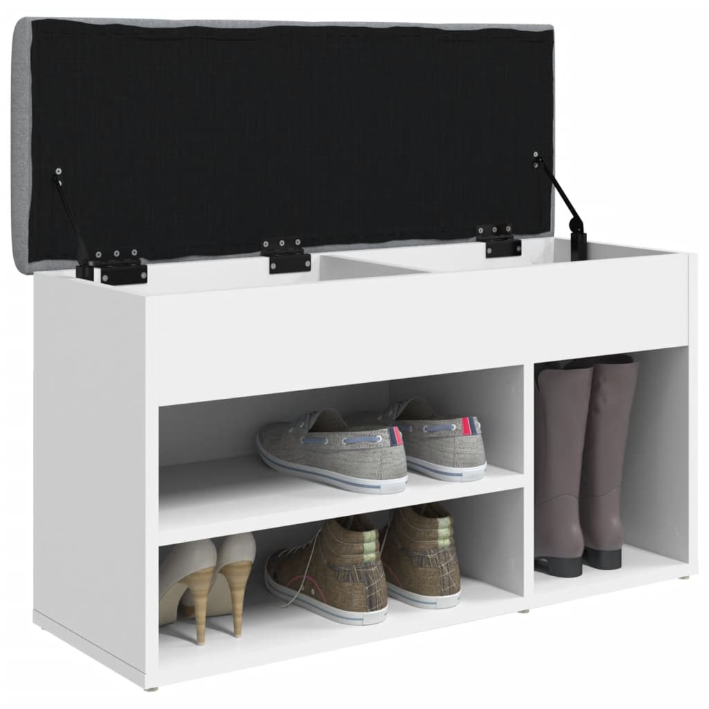 vidaXL Ławka na buty biała 82x32x45,5 cm Drewno konstrukcyjne