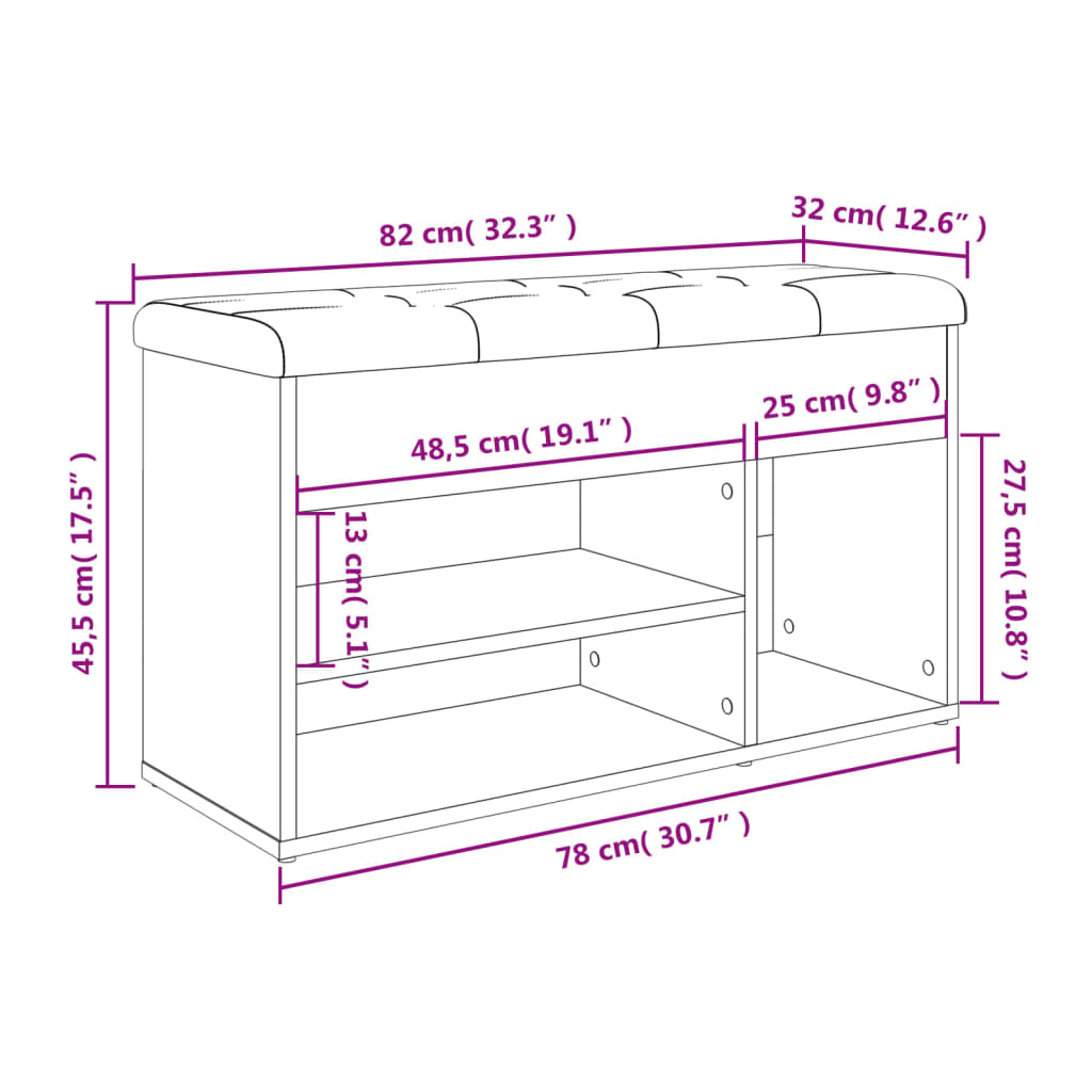 vidaXL Ławka na buty biała 82x32x45,5 cm Drewno konstrukcyjne