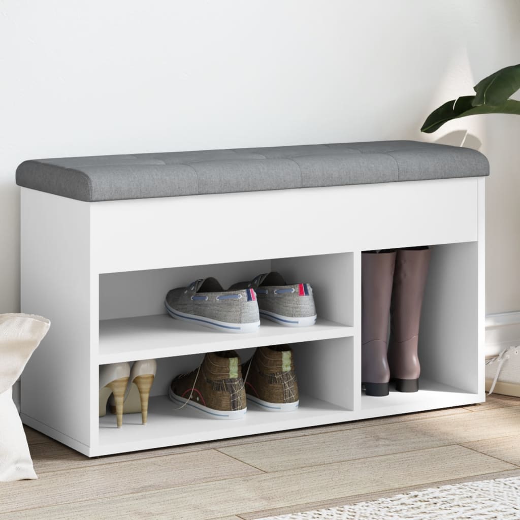 vidaXL Ławka na buty biała 82x32x45,5 cm Drewno konstrukcyjne