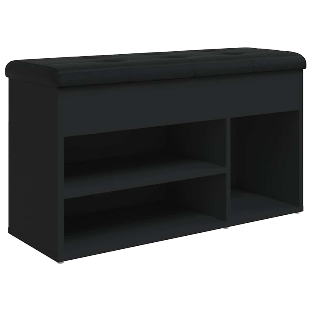 vidaXL Ławka na buty, czarna, 82x32x45,5 cm, materiał drewnopochodny