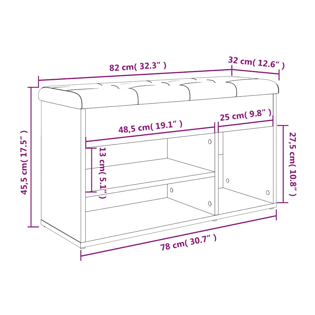 vidaXL Ławka na buty, szarość betonu, 82x32x45,5 cm