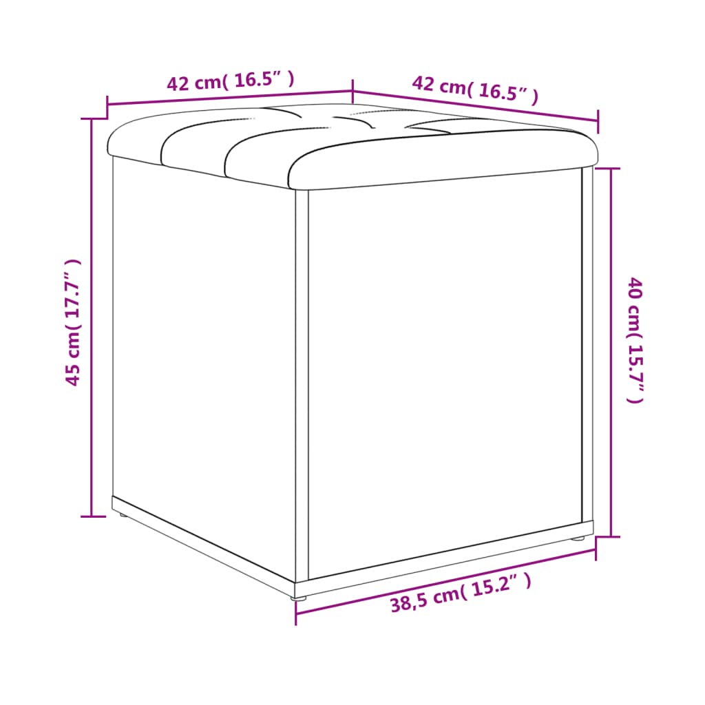 vidaXL Ławka ze schowkiem, przydymiony dąb, 42x42x45 cm
