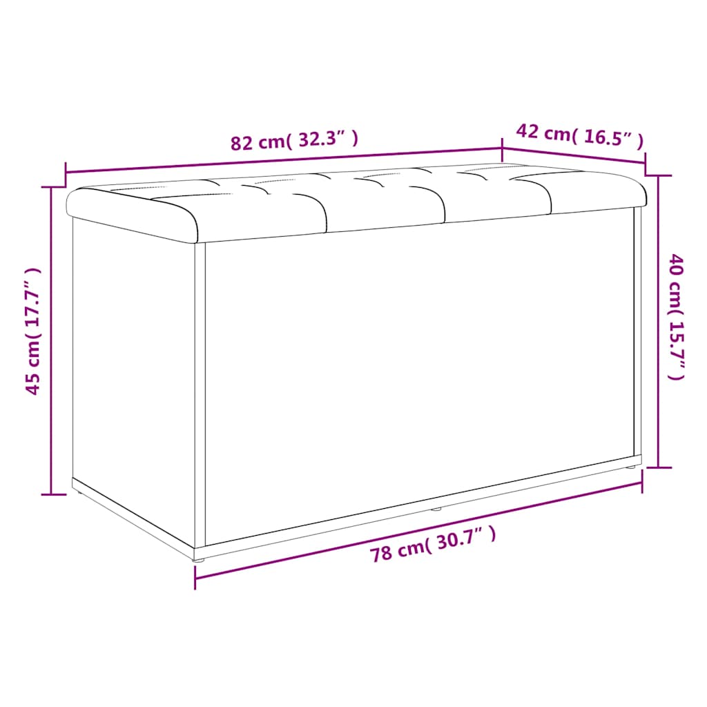 vidaXL Ławka ze schowkiem Sonoma Oak 82x42x45 cm Drewno konstrukcyjne