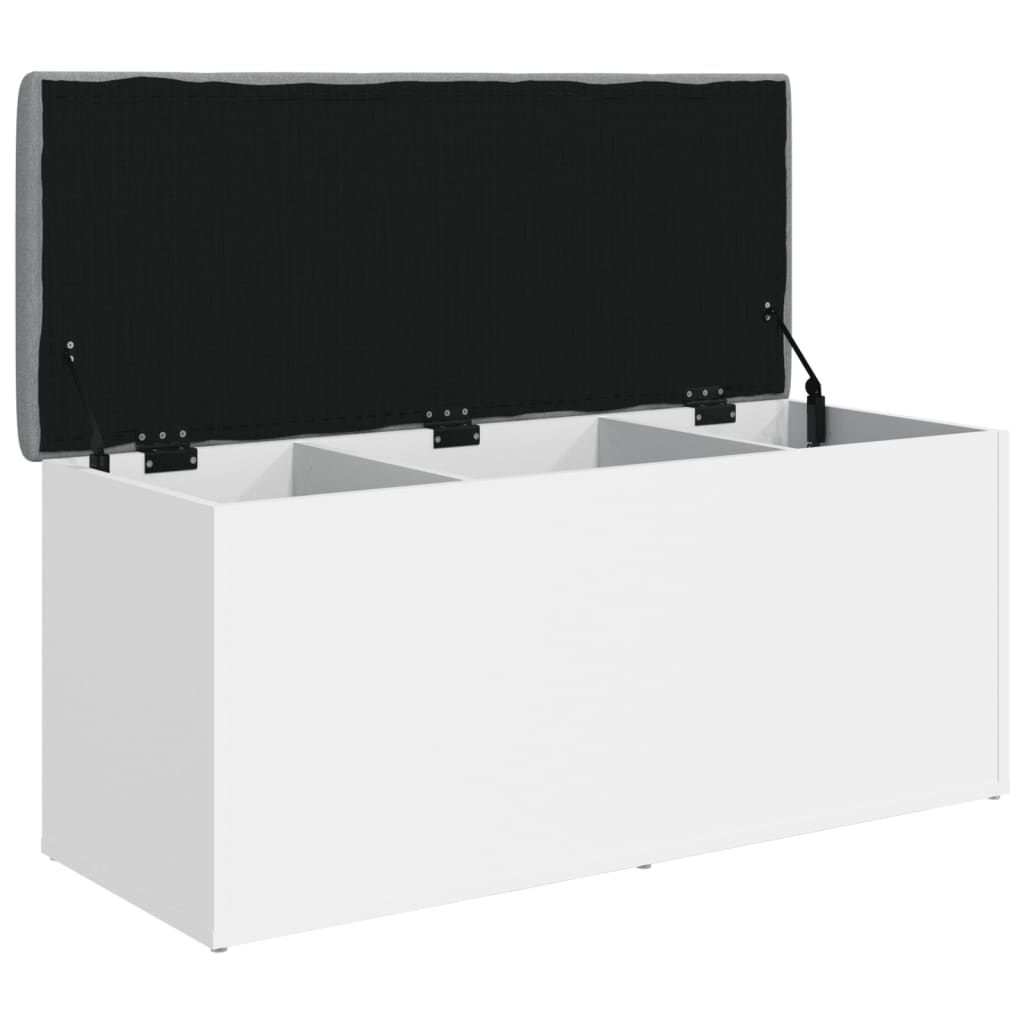 vidaXL Ławka ze schowkiem, biała, 102x42x45 cm, drewno konstrukcyjne