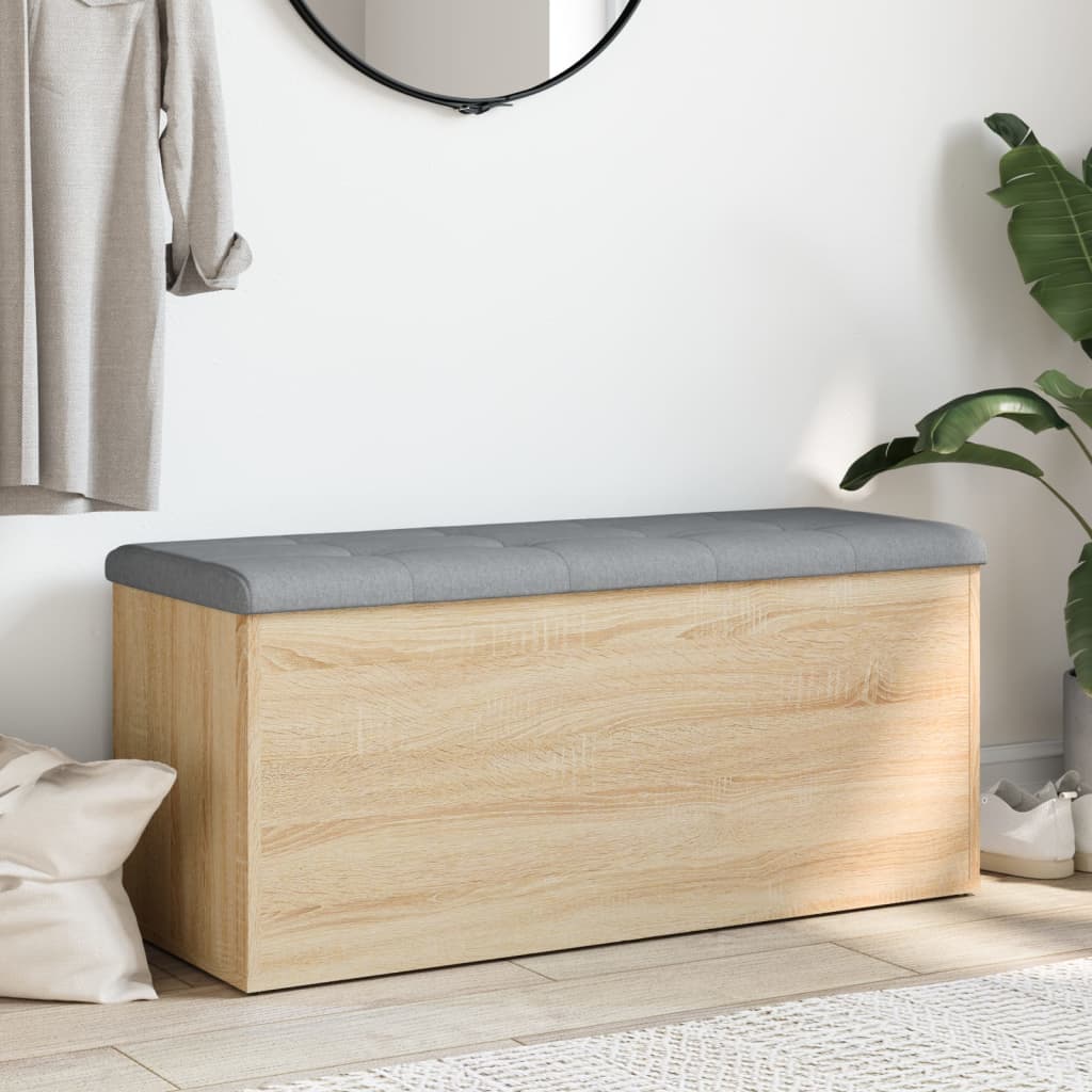 vidaXL Ławka ze schowkiem Sonoma Oak 102x42x45 cm Drewno konstrukcyjne