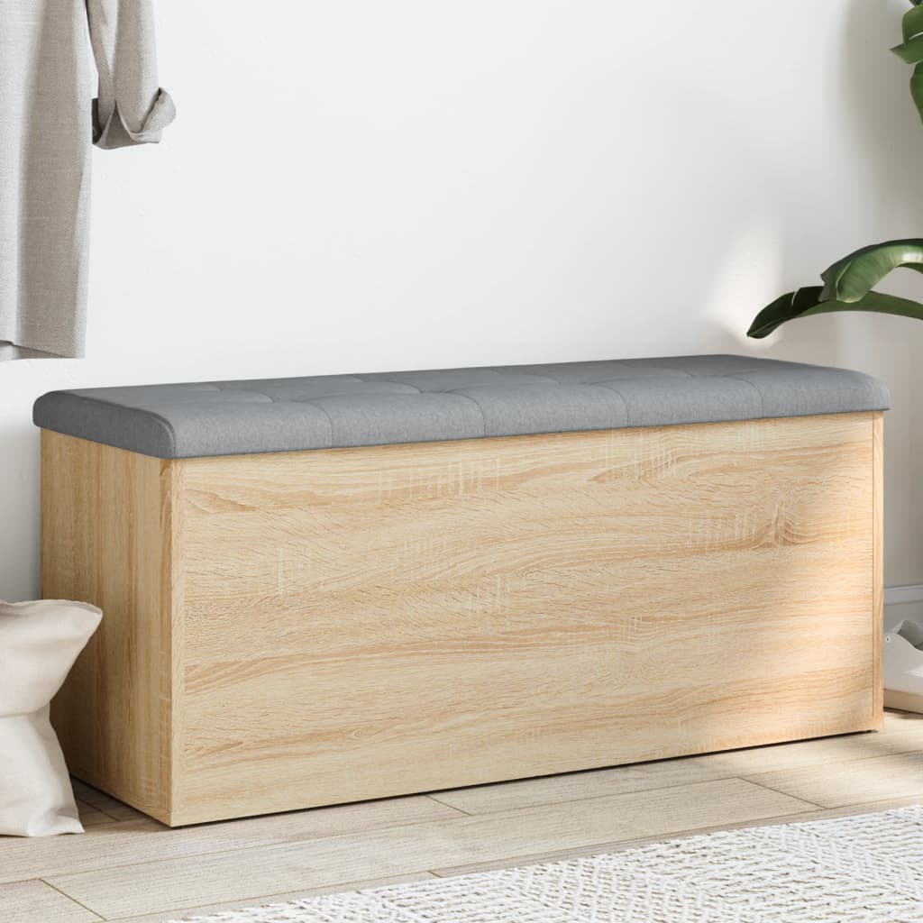 vidaXL Ławka ze schowkiem Sonoma Oak 102x42x45 cm Drewno konstrukcyjne