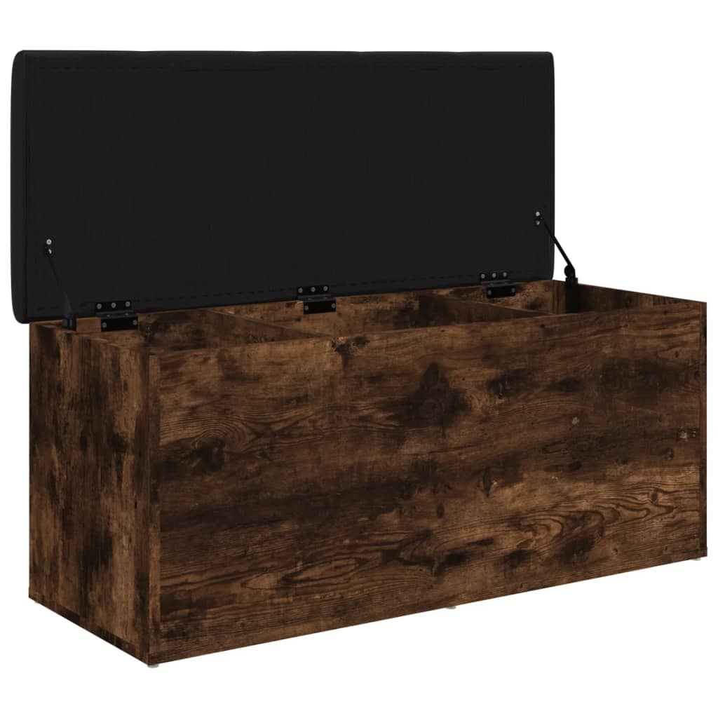 vidaXL Ławka ze schowkiem, przydymiony dąb, 102x42x45 cm