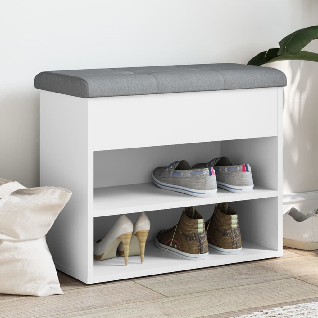 vidaXL Ławka na buty biała 62x32x50 cm Drewno konstrukcyjne