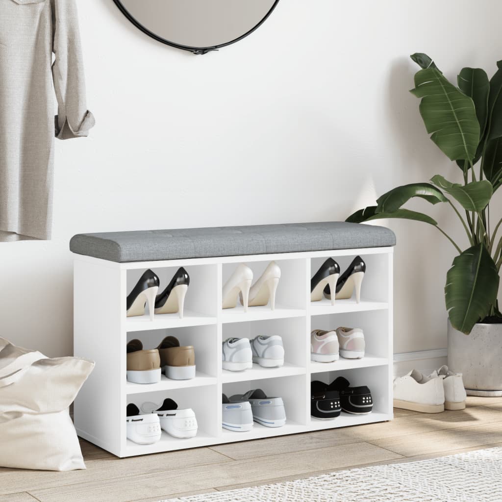 vidaXL Ławka na buty biała 82x32x50 cm Drewno konstrukcyjne