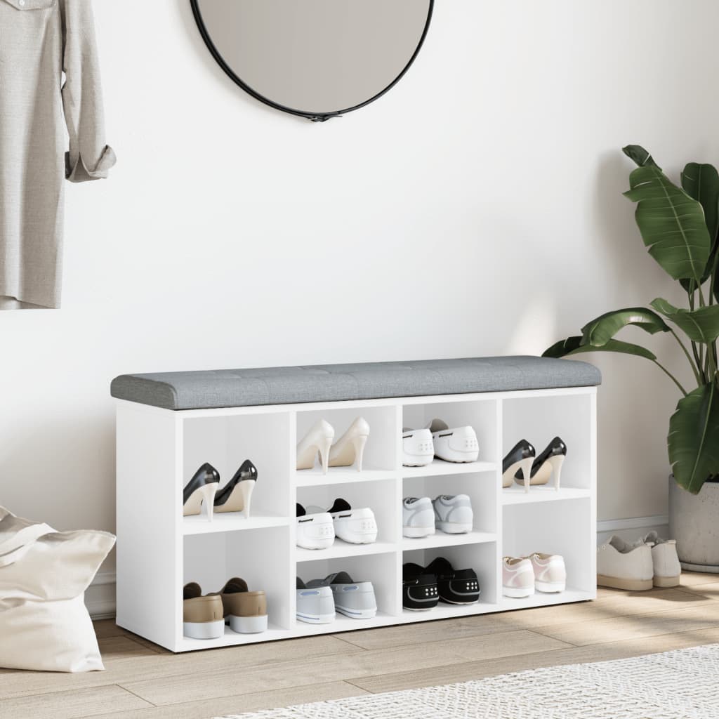 vidaXL Ławka na buty biała 102x32x50 cm Drewno konstrukcyjne