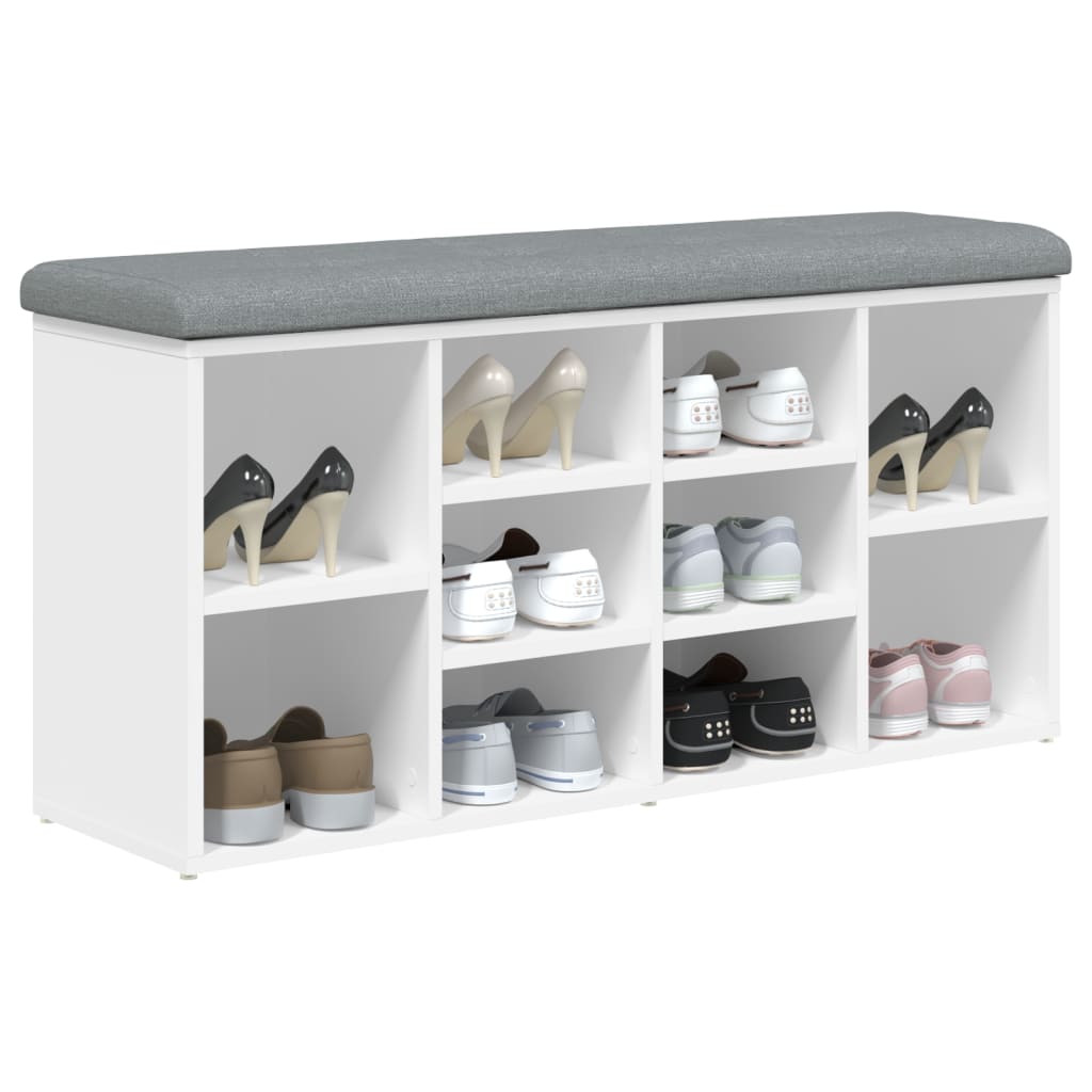 vidaXL Ławka na buty biała 102x32x50 cm Drewno konstrukcyjne