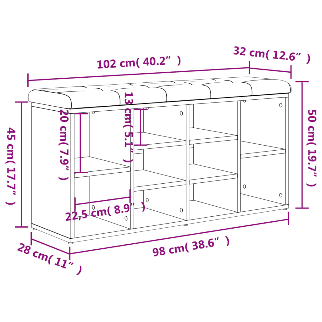 vidaXL Ławka na buty biała 102x32x50 cm Drewno konstrukcyjne