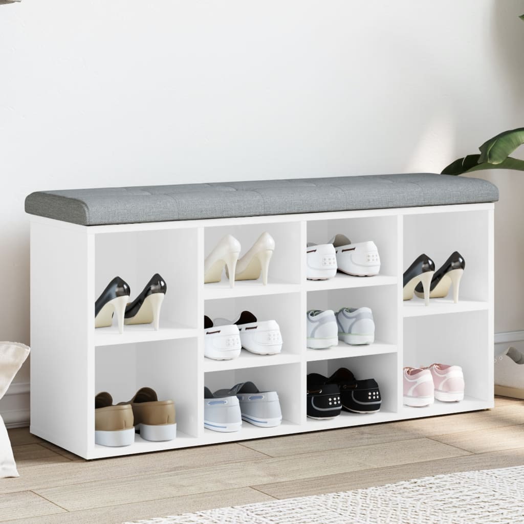 vidaXL Ławka na buty biała 102x32x50 cm Drewno konstrukcyjne