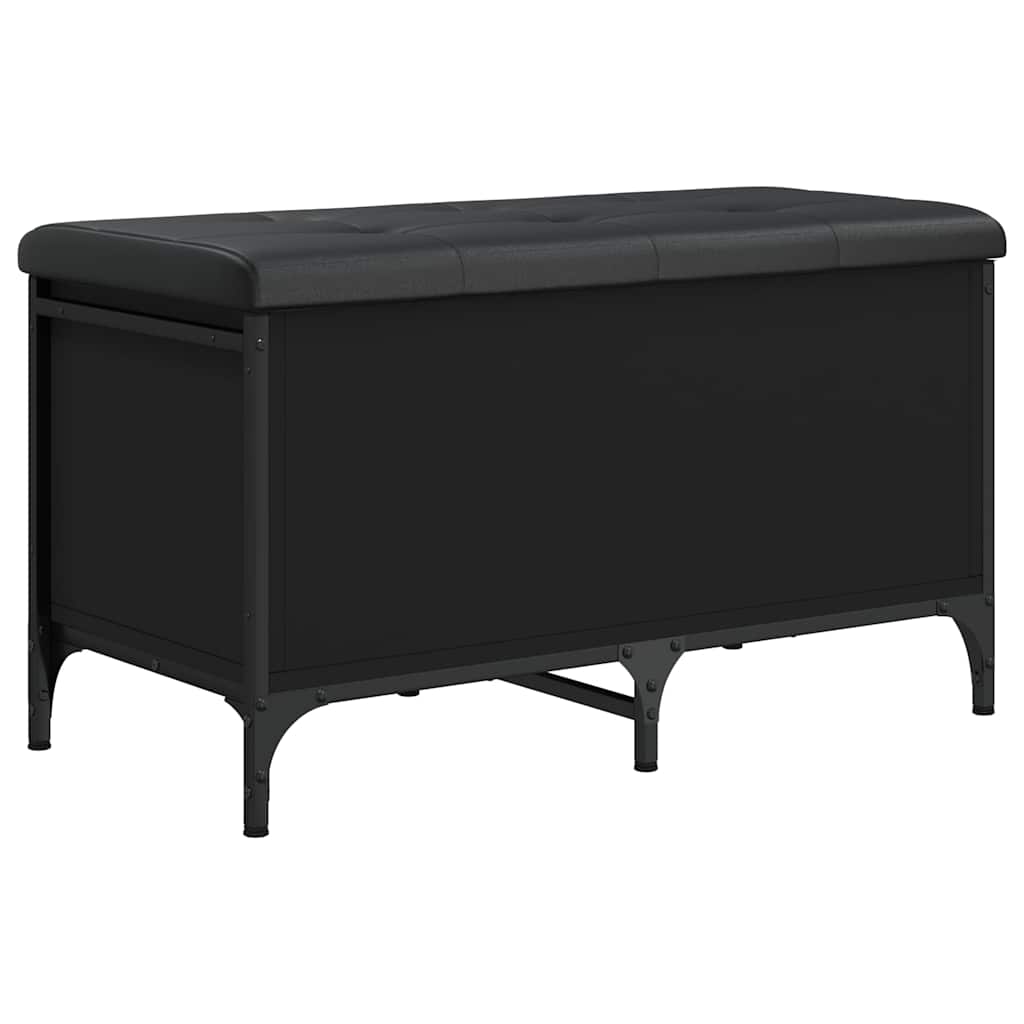 vidaXL Ławka ze schowkiem, czarna, 82x42x45cm, materiał drewnopochodny
