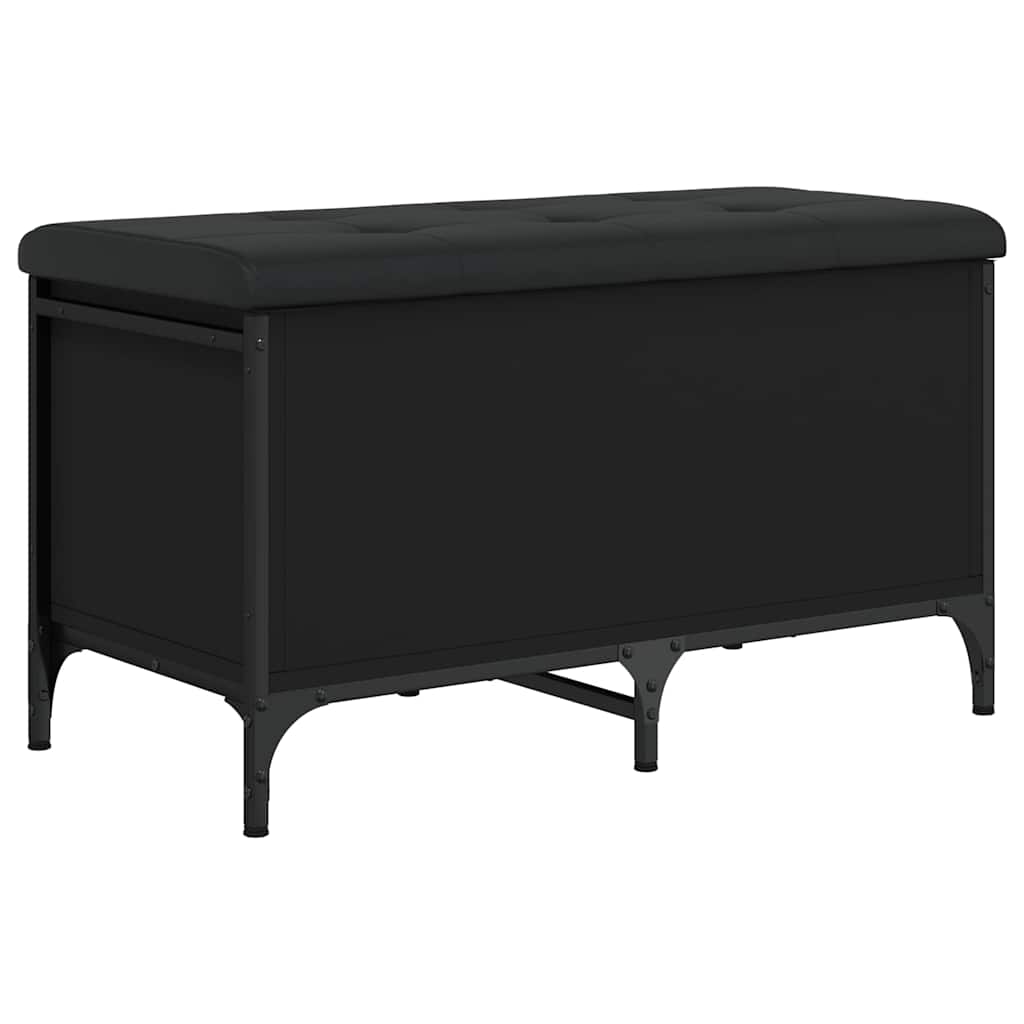 vidaXL Ławka ze schowkiem, czarna, 82x42x45cm, materiał drewnopochodny