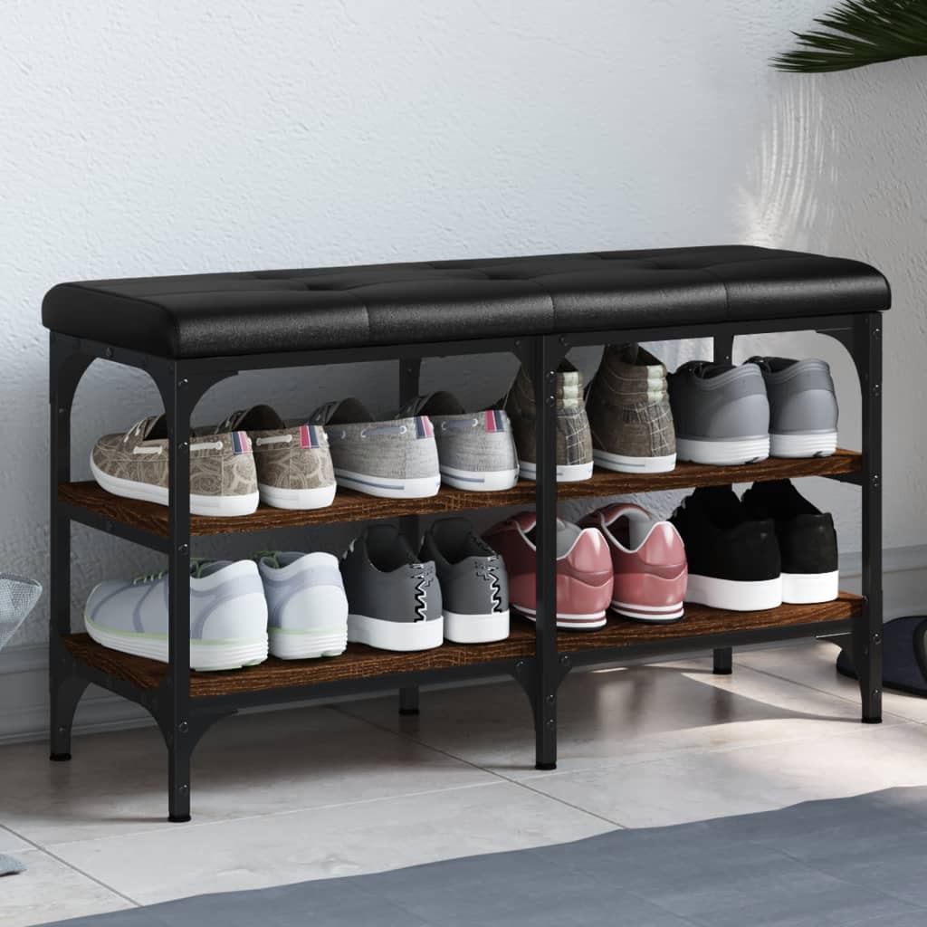 vidaXL Ławka na buty, brązowy dąb, 82x32x47cm, materiał drewnopochodny