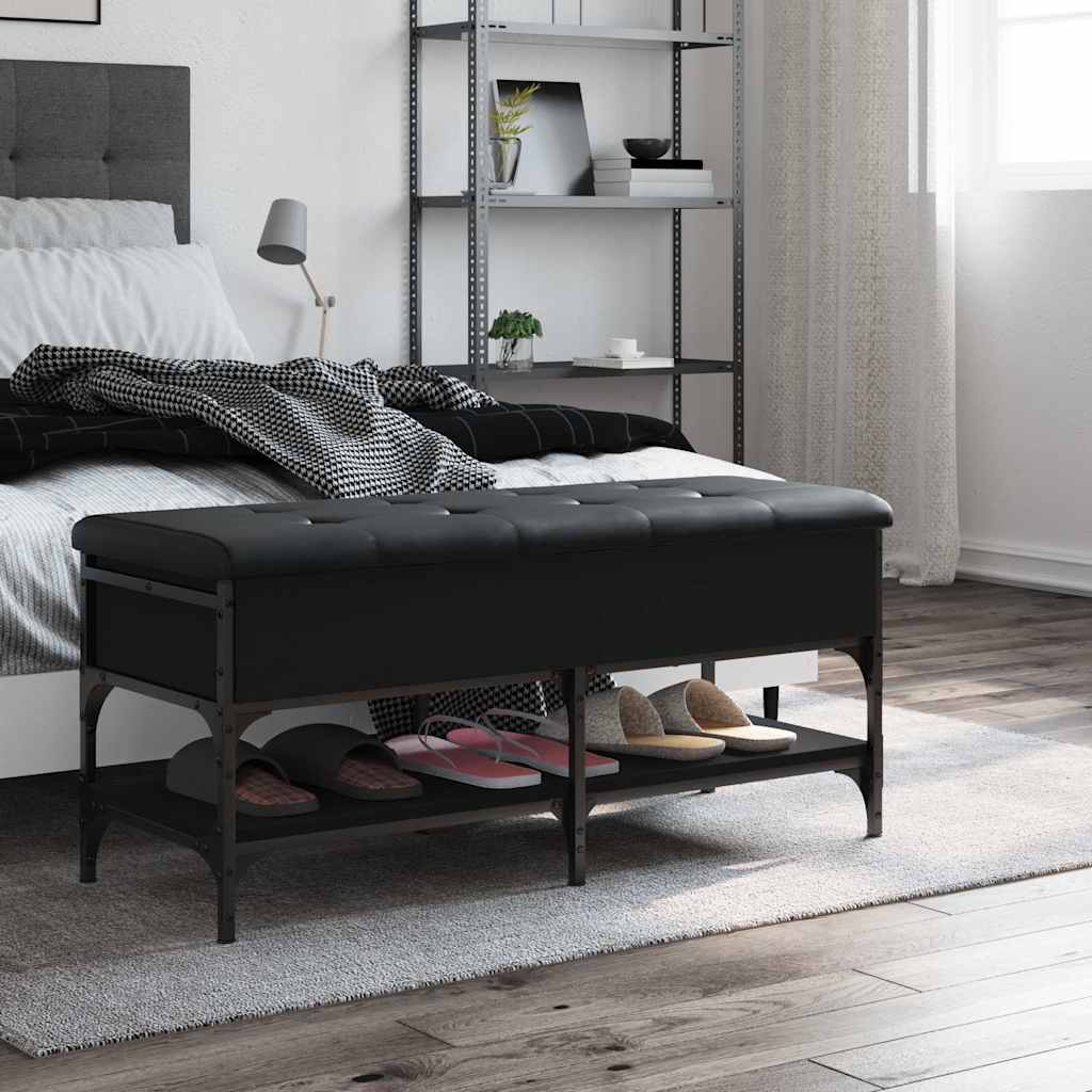vidaXL Ławka na buty, czarna, 102x42x45 cm, materiał drewnopochodny