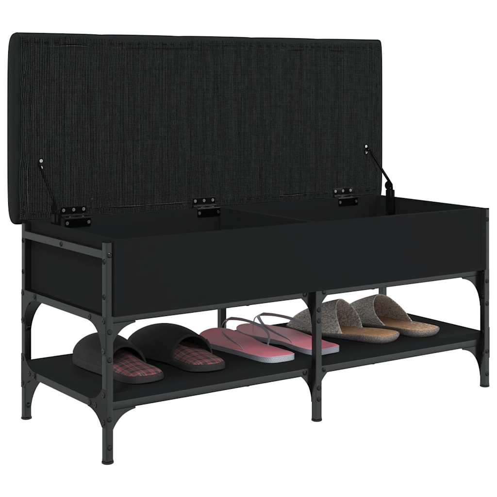 vidaXL Ławka na buty, czarna, 102x42x45 cm, materiał drewnopochodny