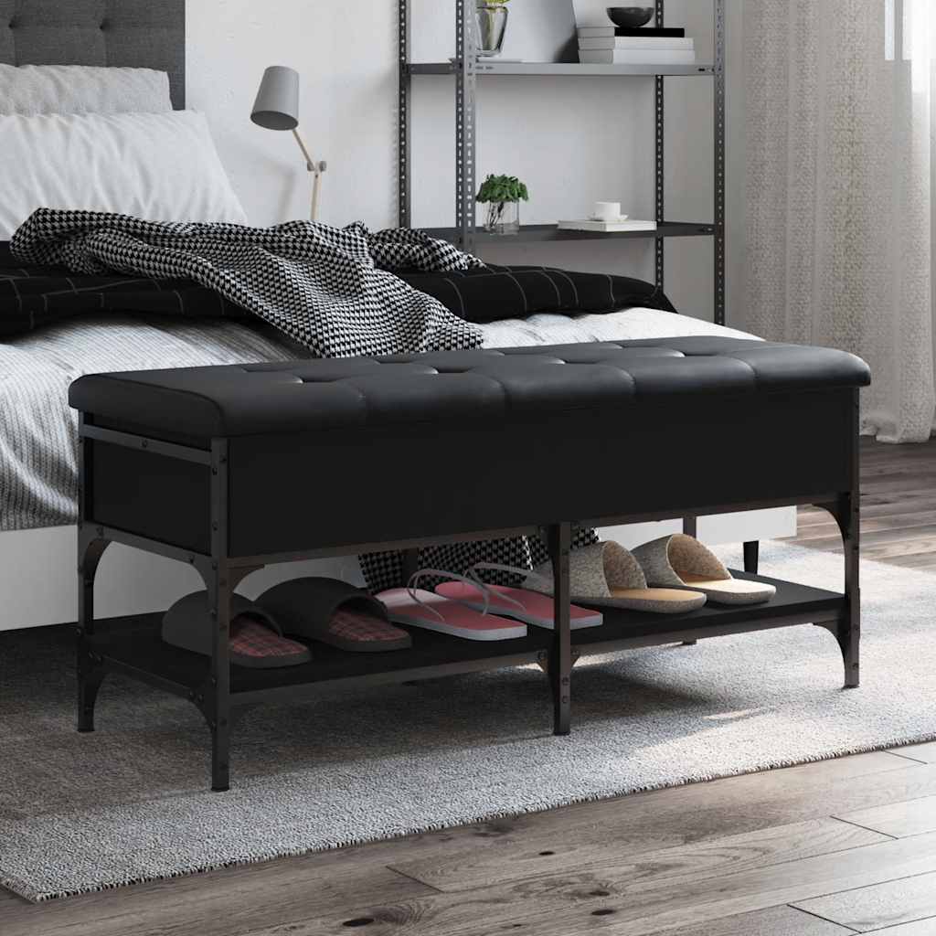 vidaXL Ławka na buty, czarna, 102x42x45 cm, materiał drewnopochodny
