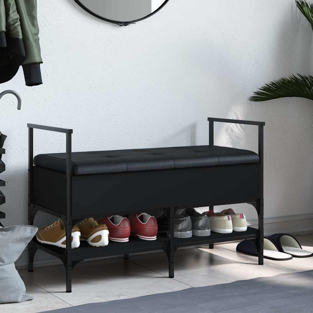 vidaXL Ławka na buty, czarna, 85,5x42x57,5 cm, materiał drewnopochodny