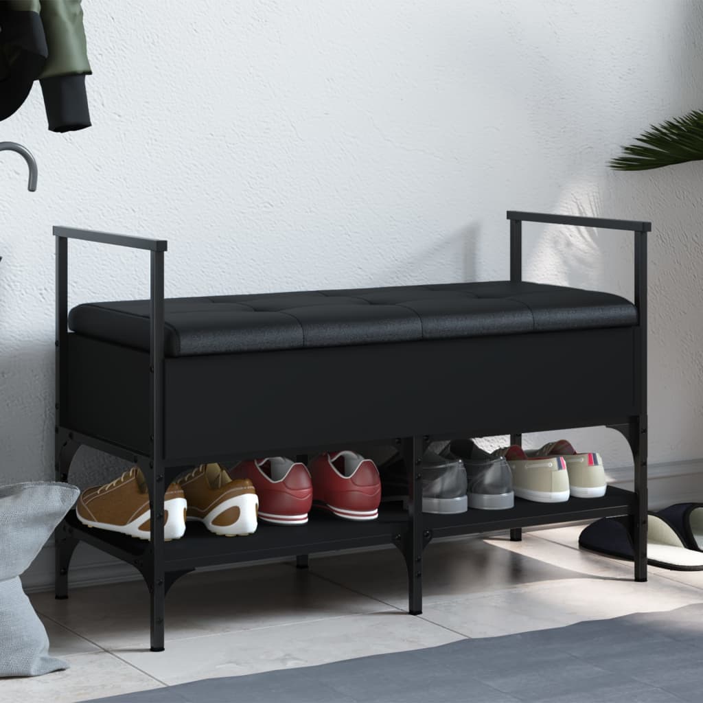 vidaXL Ławka na buty, czarna, 85,5x42x57,5 cm, materiał drewnopochodny