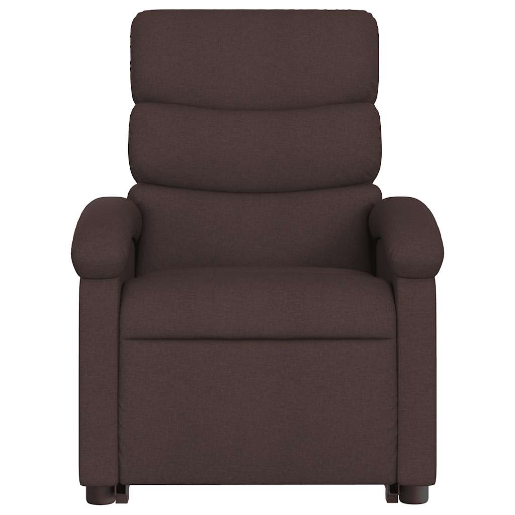 vidaXL Podnoszony fotel masujący, rozkładany, ciemnobrązowy, tkanina