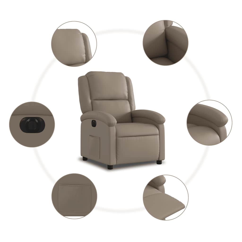 vidaXL Elektryczny fotel rozkładany, cappuccino, obity sztuczną skórą