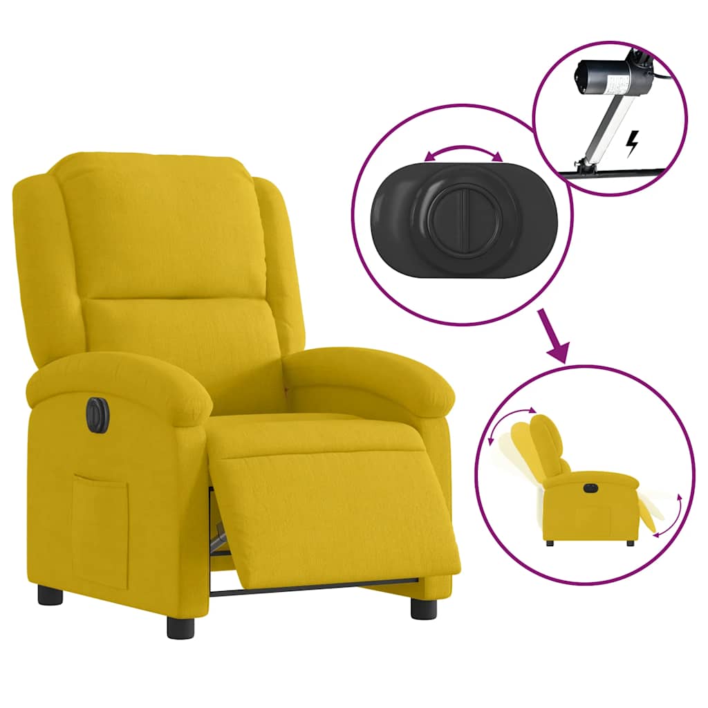 vidaXL Elektryczny fotel rozkładany, żółty, obity aksamitem