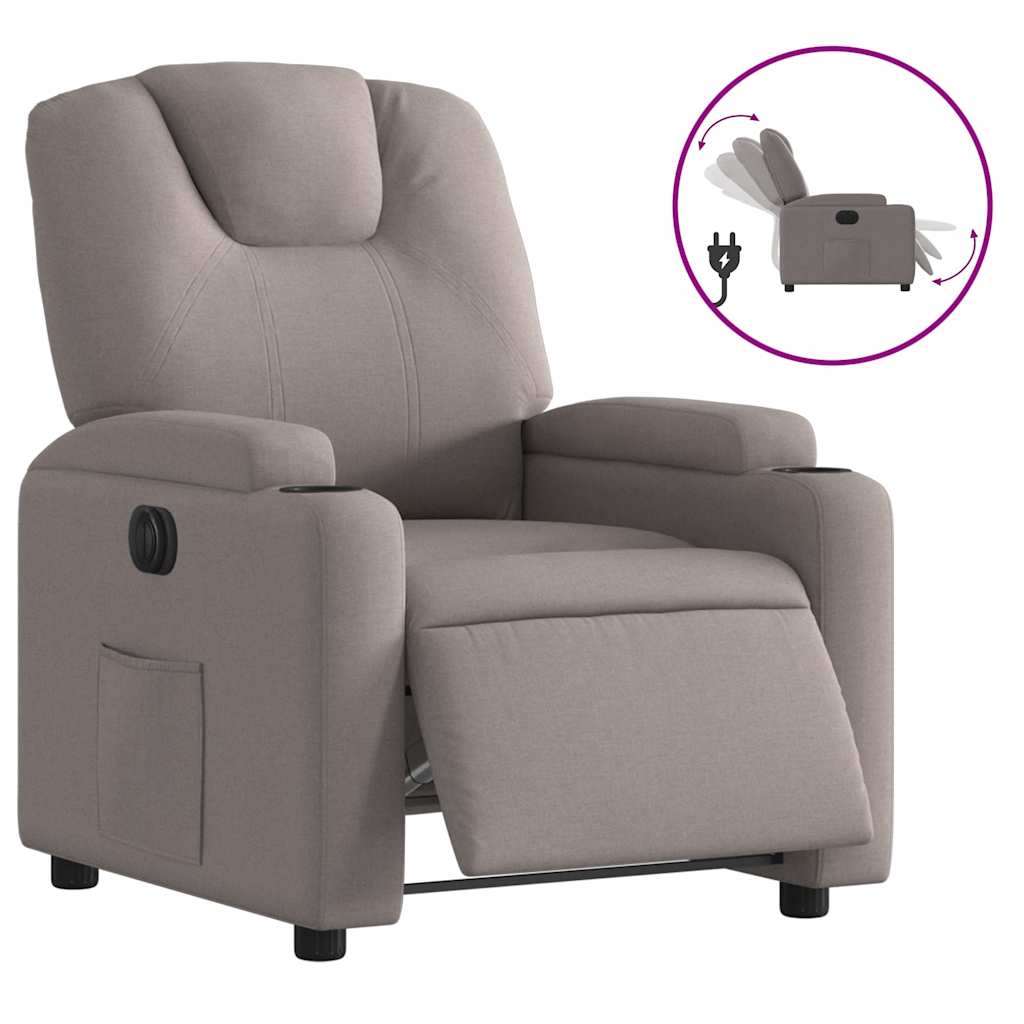 vidaXL Elektryczny fotel rozkładany, kolor taupe, obity tkaniną