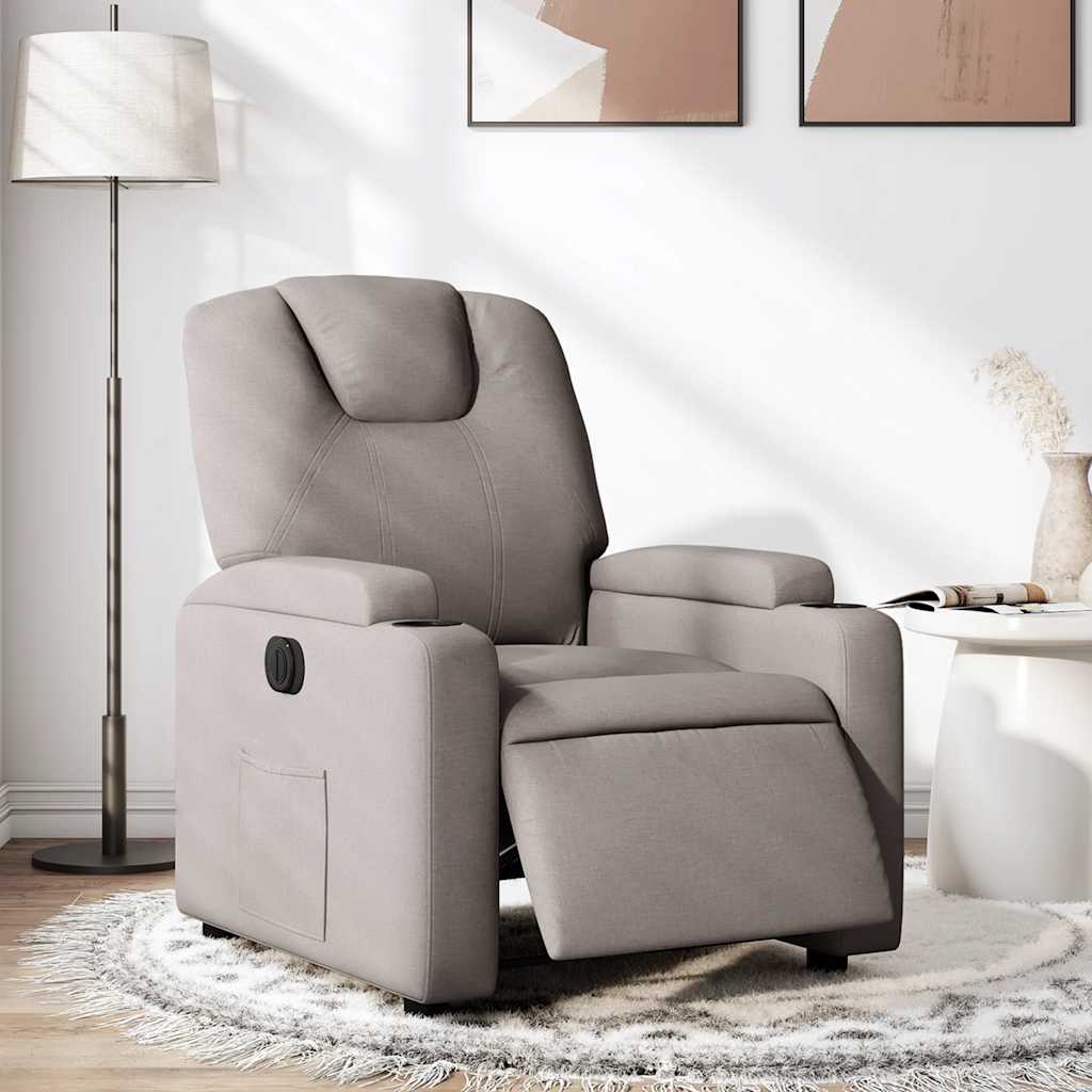vidaXL Elektryczny fotel rozkładany, kolor taupe, obity tkaniną